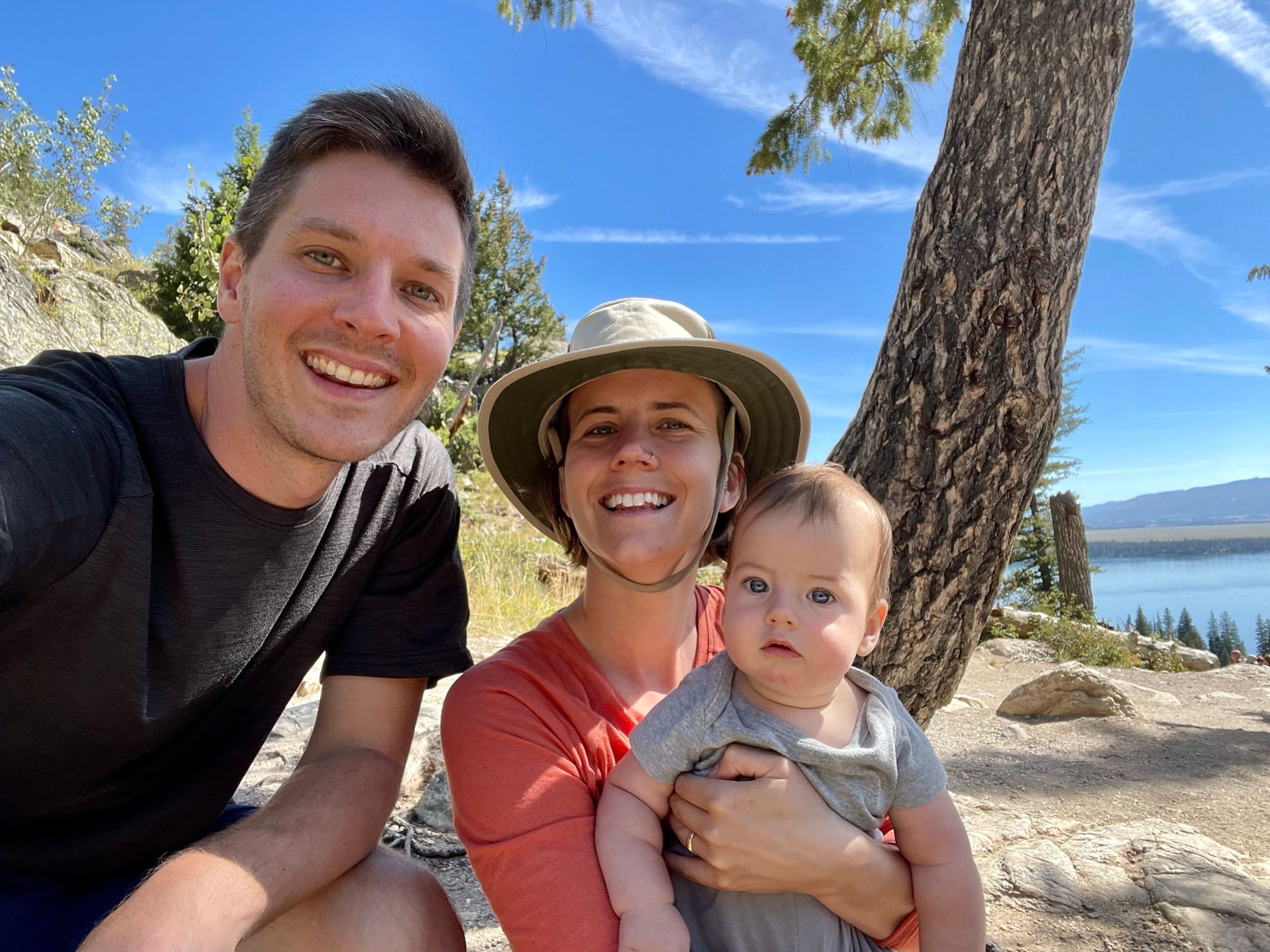 Family on the trail at Grand Tetons National Park